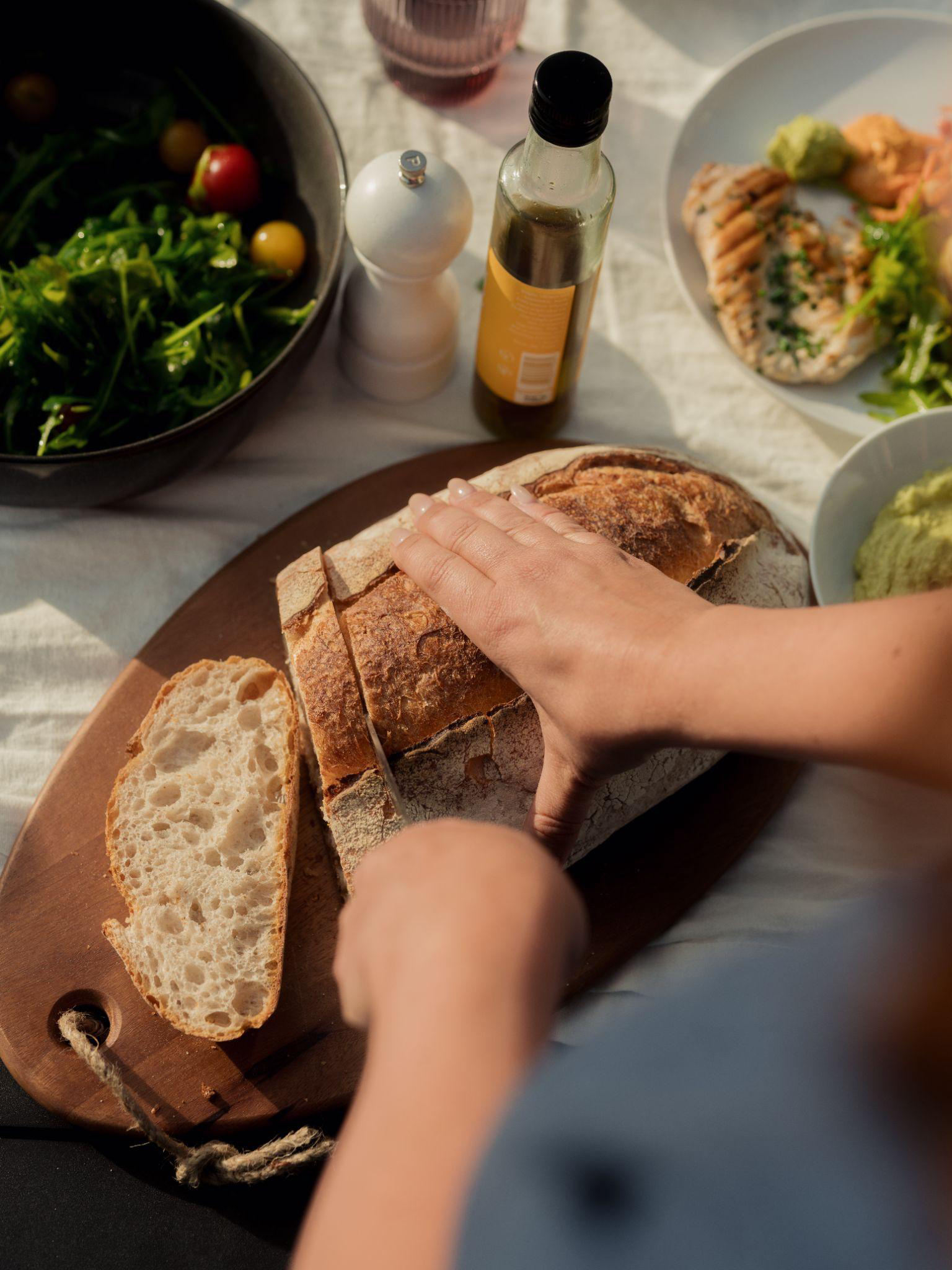 People sharing food at a table